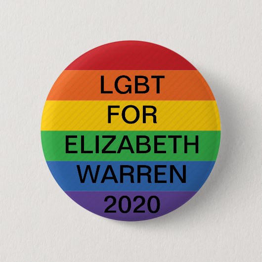 LGBT für Elizabeth Warren Präsident 2020 Button (Vorderseite)
