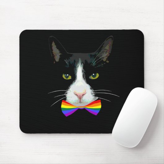 LGBT Gay Cat mit Rainbow Bow Krawatte Mousepad (Mit Mouse)