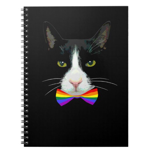LGBT Gay Cat mit Rainbow Bow Krawatte Notizblock (Vorderseite)