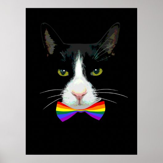 LGBT Gay Cat mit Rainbow Bow Krawatte Poster (Vorne)