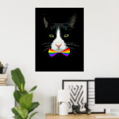 LGBT Gay Cat mit Rainbow Bow Krawatte Poster (Heimbüro)