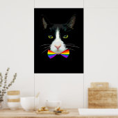 LGBT Gay Cat mit Rainbow Bow Krawatte Poster (Küche)
