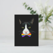 LGBT Gay Cat mit Rainbow Bow Krawatte Postkarte (Stehend Vorderseite)