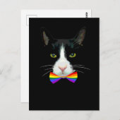 LGBT Gay Cat mit Rainbow Bow Krawatte Postkarte (Vorne/Hinten)