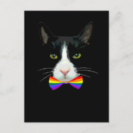 LGBT Gay Cat mit Rainbow Bow Krawatte Postkarte