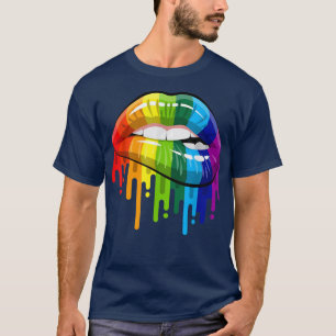 LGBT Gay Homoseual Lesbian Rainbow Lips Prix  T-Shirt
