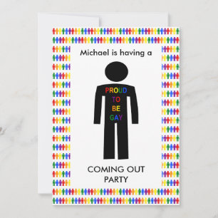 LGBT Gay Man Silhouette und Regenbogenmännchen kom Einladung