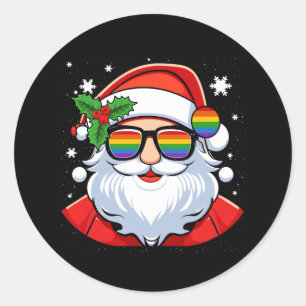LGBT Gay Pride Cool Trendy Santa Claus Gay Merry C Runder Aufkleber
