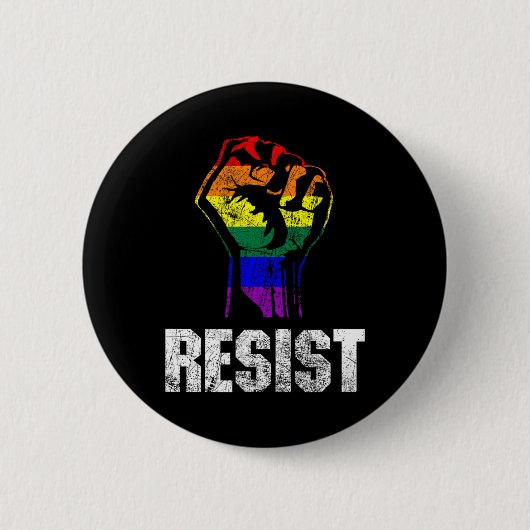 LGbt Gay Pride Flag Resist Button (Vorderseite)