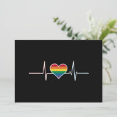 LGBT Gay Pride Heartbeat Lesbian Gays Liebe Einladung (Stehend Vorderseite)