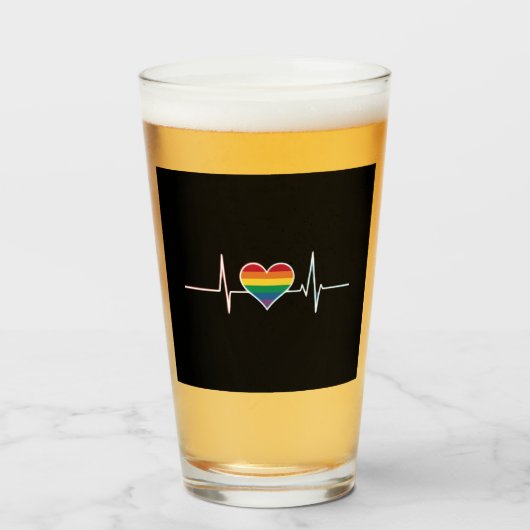 LGBT Gay Pride Heartbeat Lesbian Gays Liebe Glas (Vorne (Gefüllt))