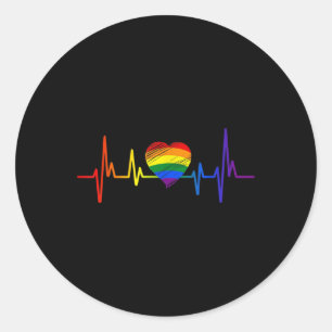 LGBT Gay Pride Heartbeat Lesbian Gays Liebe Runder Aufkleber