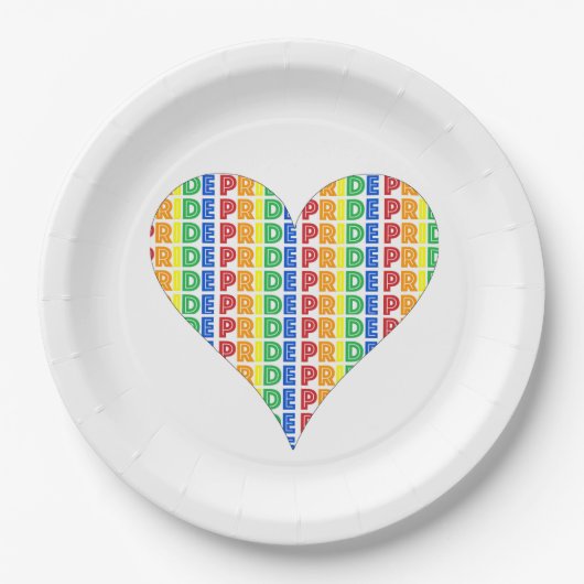 LGBT Gay Pride Monat Feier Rainbow Herz Pappteller (Vorderseite)