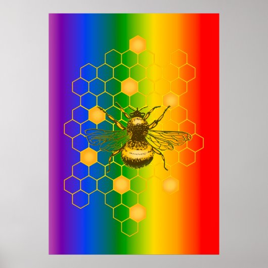 LGBT Gay Pride Rainbow Bee-live-Poster Poster (Vorne)