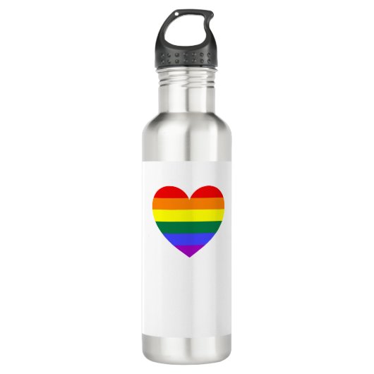 LGBT Gay Pride Rainbow Heart Edelstahlflasche (Vorderseite)