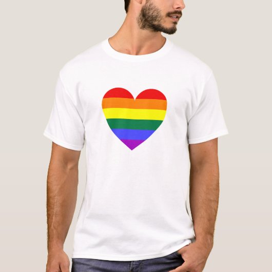 LGBT Gay Pride Rainbow Heart T-Shirt (Vorderseite)