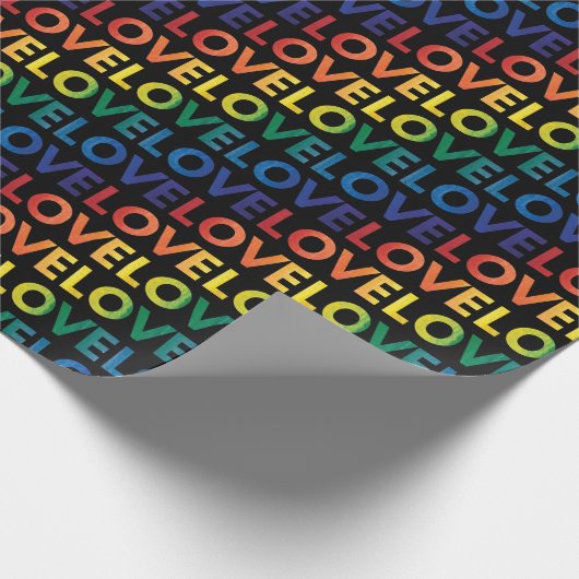 LGBT | GAY PRIDE | Rainbow-Liebe auf Schwarz Geschenkpapier (Ecke)