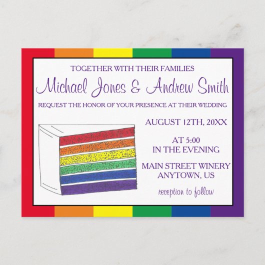 LGBT-Gay Pride-Rainbow-Schicht-Wedelscheibe Einladungspostkarte (Vorderseite)