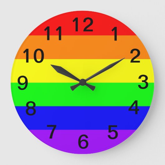 LGBT Gay Pride-Regenbogen-Flagge! Zeit für Große Wanduhr (Vorderseite)