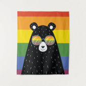 LGBT Gay Pride Regenbogenbär mit Sonnenbrille Wandteppich (Vorderseite)