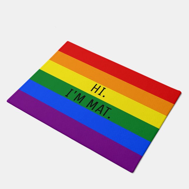 LGBT Gay Pride Regenbogenfarben Funny Eintritt Fußmatte (Schrägansicht)