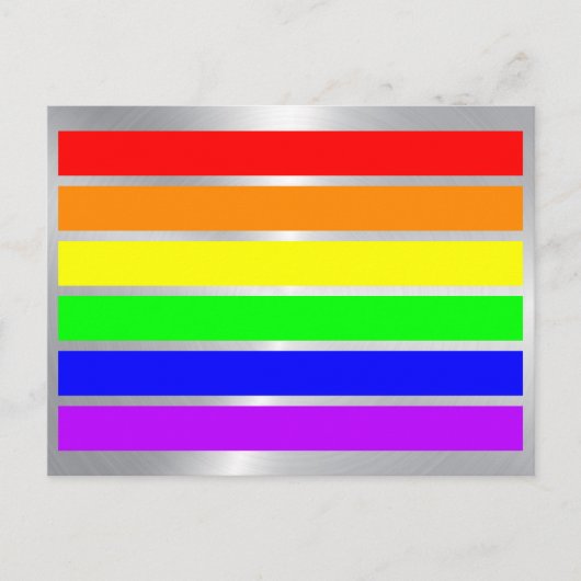 LGBT Gay Pride Regenbogenfarben glänzend Silber Postkarte (Vorderseite)