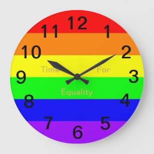 LGBT Gay Pride Regenbogenflagge! Zeit für Gleichh Große Wanduhr