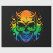 LGBT Gay Pride Skull Rainbow Geschenkpapier (Flach)
