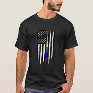 LGBT-Gay Pride-Thin-Line-amerikanische Flagge  T-Shirt