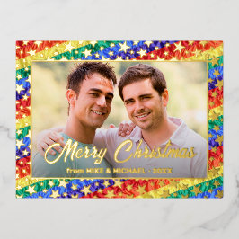 LGBT Gay Regenbogenflagge Stern Zoll Weihnachten F Folien Feiertagspostkarte