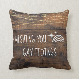 LGBT Gay Tidings Holiday Rainbow Icon Kissen