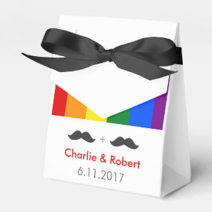 LGBT Gay Wedding Mustaches Rainbow Geschenkschachtel