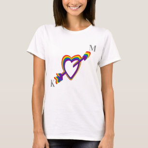 LGBT Gay Wedding Pride Rainbow Heart mit Arrow T-Shirt