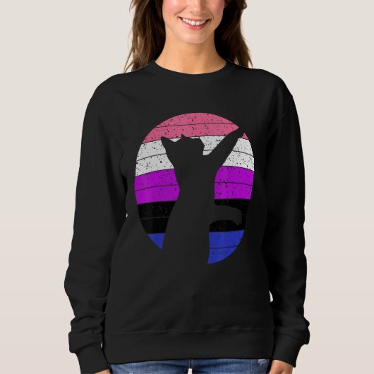 LGBT Genderfluid Flag Cat LGBTQ Gay Pride Genderf Sweatshirt (Vorderseite)