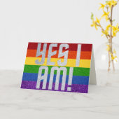 LGBT Glitzer Ja, ich bin! Coming Out Card Karte (Gelbe Blume)