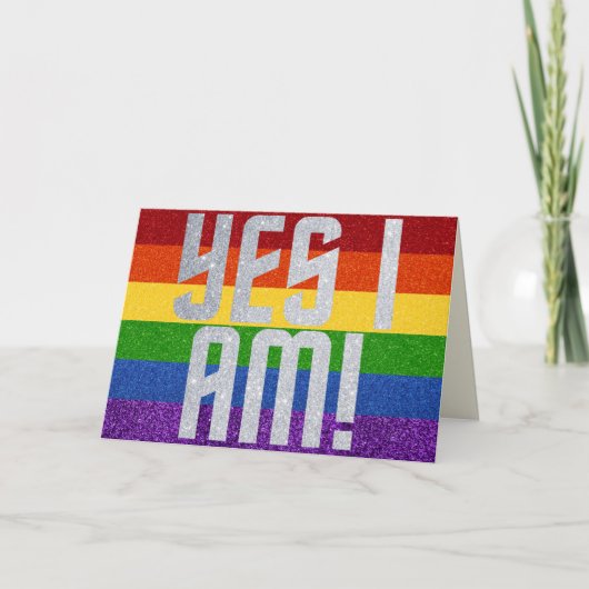 LGBT Glitzer Ja, ich bin! Coming Out Card Karte (Vorderseite)