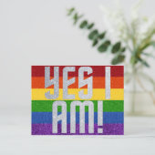 LGBT Glitzer Ja, ich bin! Coming Out Card Postkarte (Stehend Vorderseite)