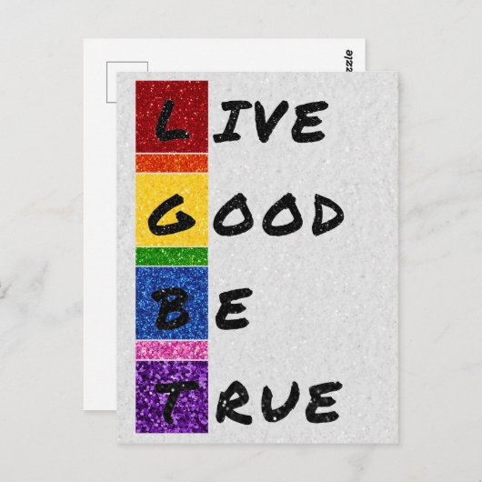 LGBT Glitzer Live Good Be True Card Postkarte (Vorne/Hinten)