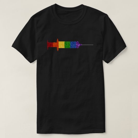 LGBT-Glitzer Pride Rainbow-Impfung T-Shirt (Design vorne)