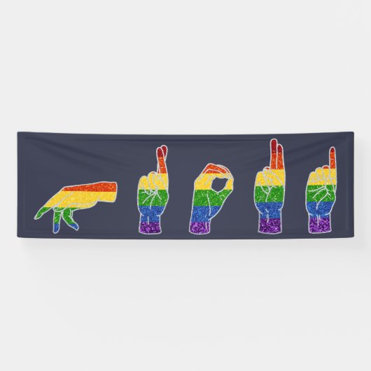 LGBT Glitzer Rainbow ASL Proud Banner (Horizontal)