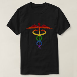 LGBT Glitzer Rainbow Caduceus T-Shirt