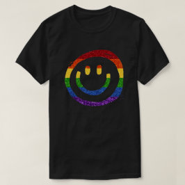LGBT Glitzer Rainbow Marker Smiley T-Shirt