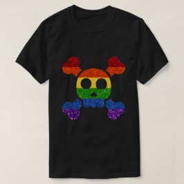 LGBT Glitzer Rainbow Skull 'n' Crossbones T-Shirt