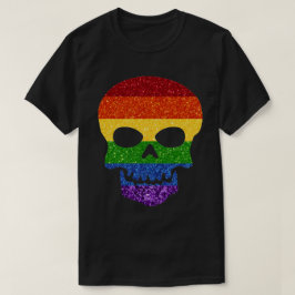 LGBT Glitzer Rainbow Skull T-Shirt