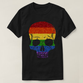 LGBT Glitzer Rainbow Skull T-Shirt