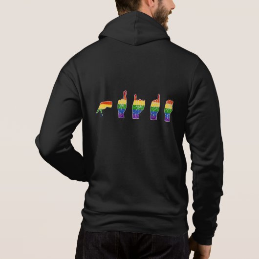 LGBT-Glitzer-Regenbogen-ASL-Preis Hoodie (Rückseite)