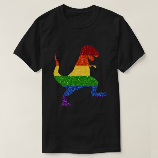 LGBT-Glitzer-Regenbogen-Prix T-Rex T-Shirt (Design vorne)