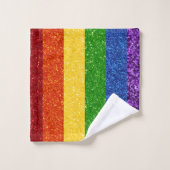 LGBT-Glitzer-Regenbogenfarben Badhandtuch Set (Waschlappen)