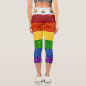 LGBT-Glitzer-Regenbogenfarben Capri Leggings (Rückseite)