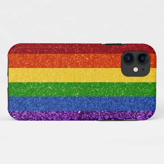 LGBT-Glitzer-Regenbogenfarben Case-Mate iPhone Hülle (Rückseite (Horizontal))